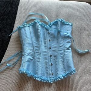 Elegant Blue Satin Women's Corset